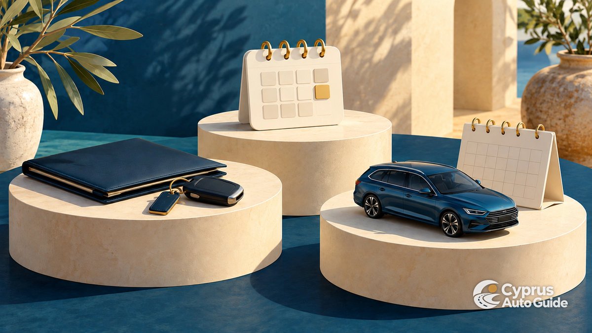 Three contract folders beside a car